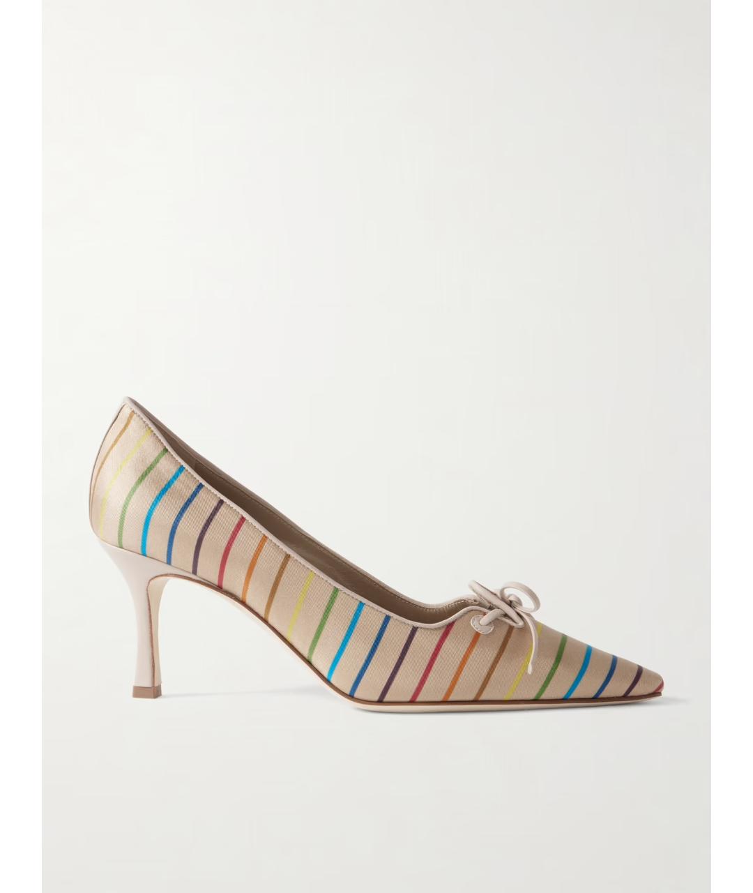 MANOLO BLAHNIK Бежевые текстильные туфли, фото 5