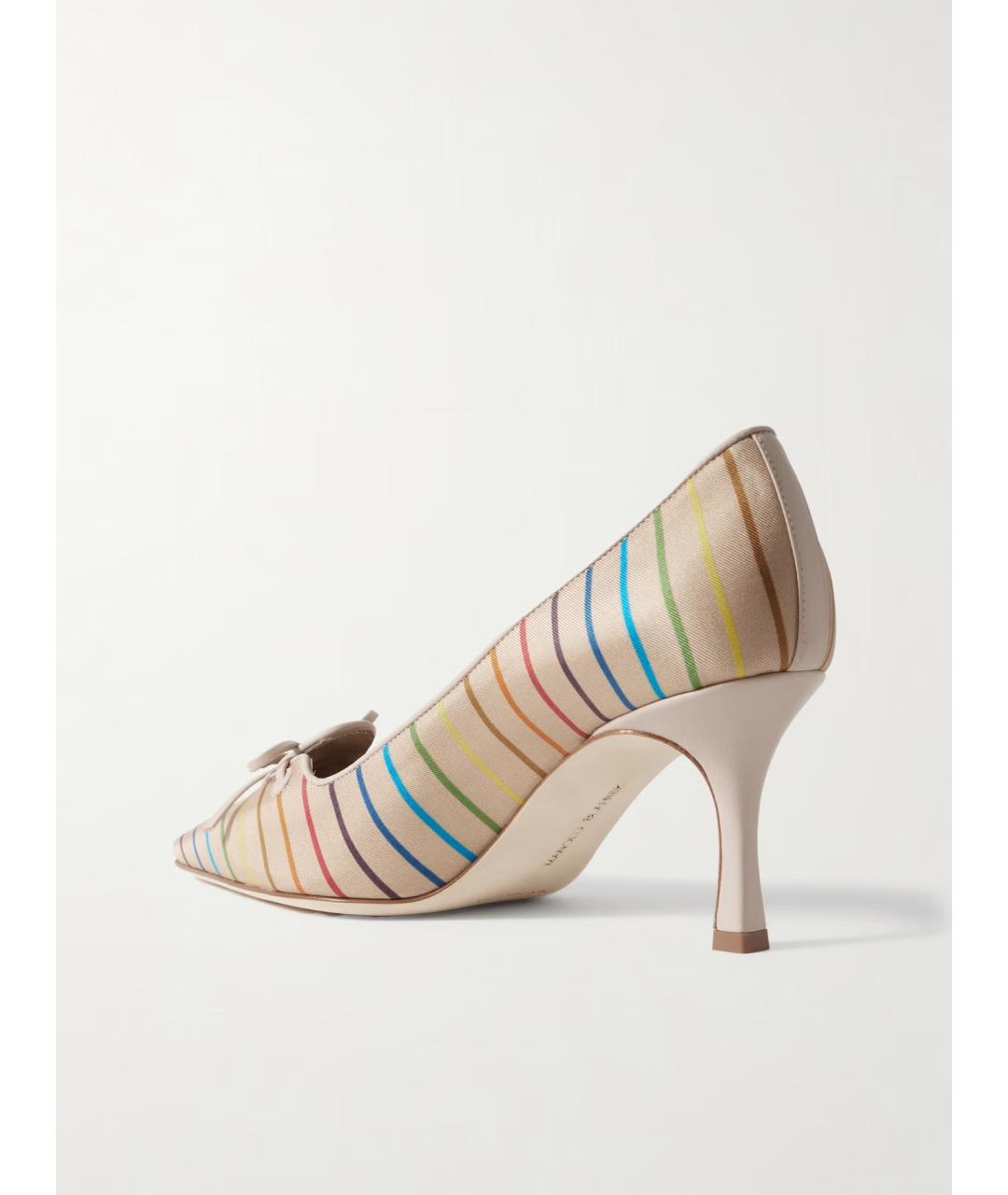 MANOLO BLAHNIK Бежевые текстильные туфли, фото 3