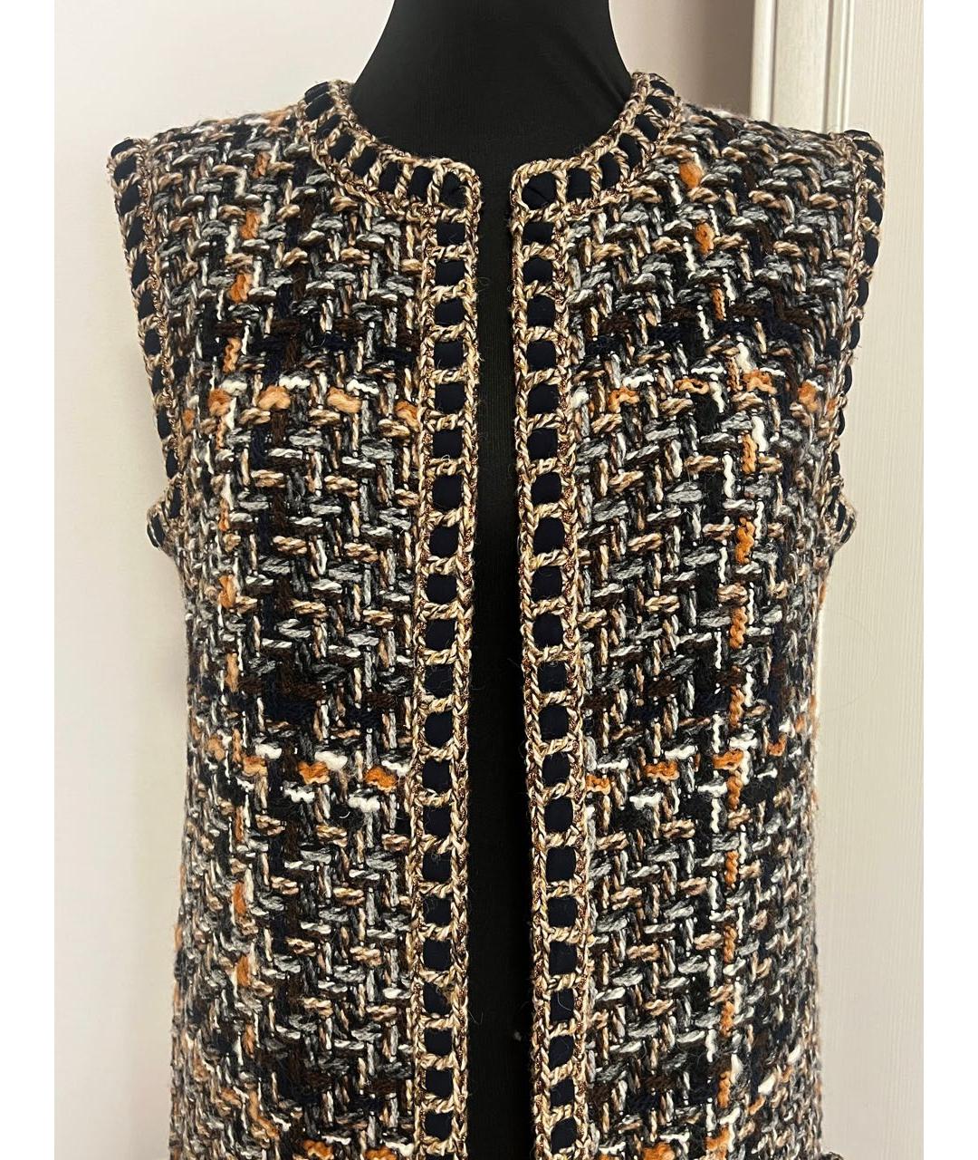 CHANEL Коричневый твидовый жилет, фото 3
