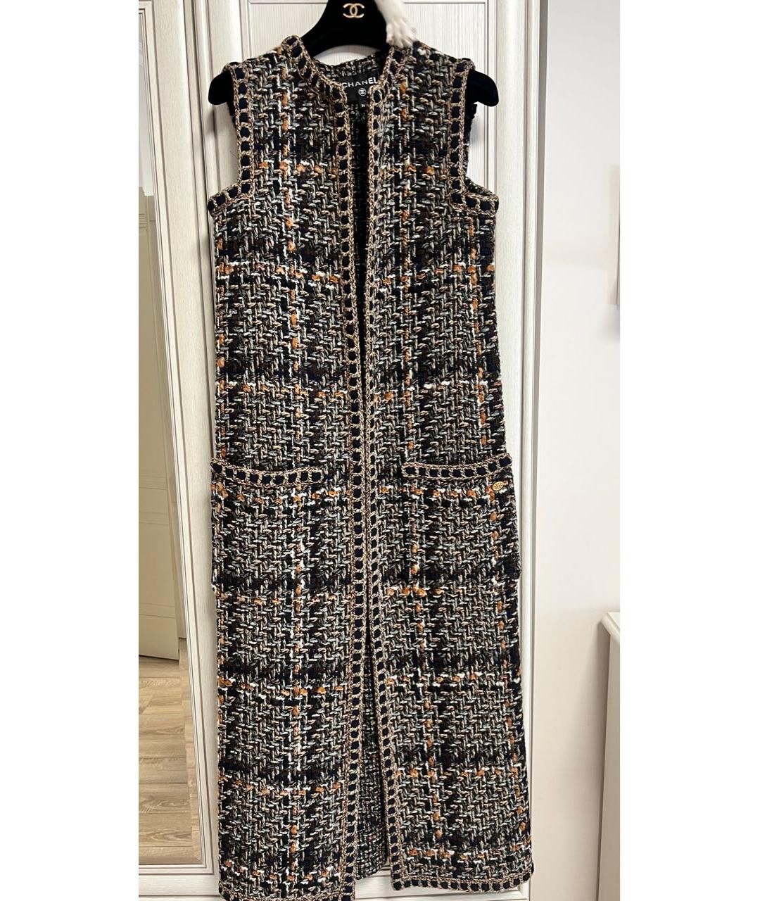 CHANEL Коричневый твидовый жилет, фото 8