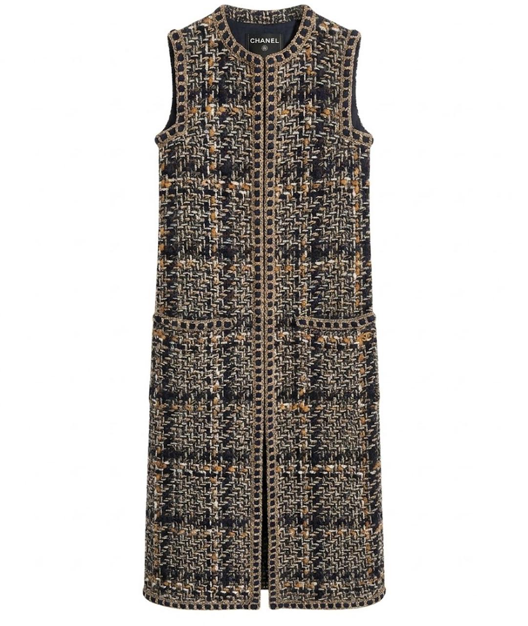 CHANEL Коричневый твидовый жилет, фото 1