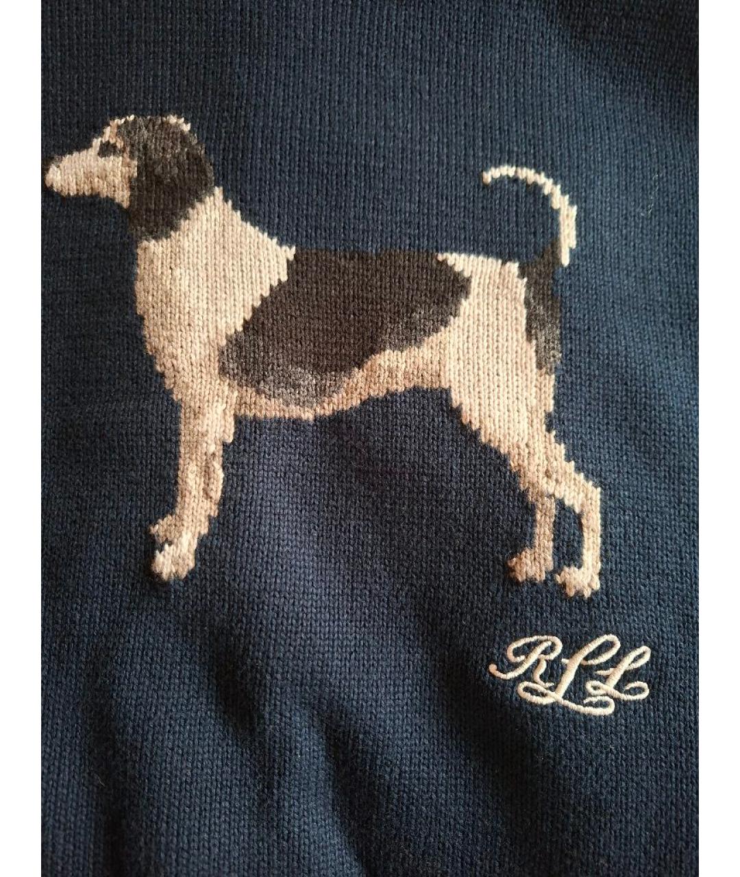 RALPH LAUREN Темно-синий хлопковый джемпер / свитер, фото 4