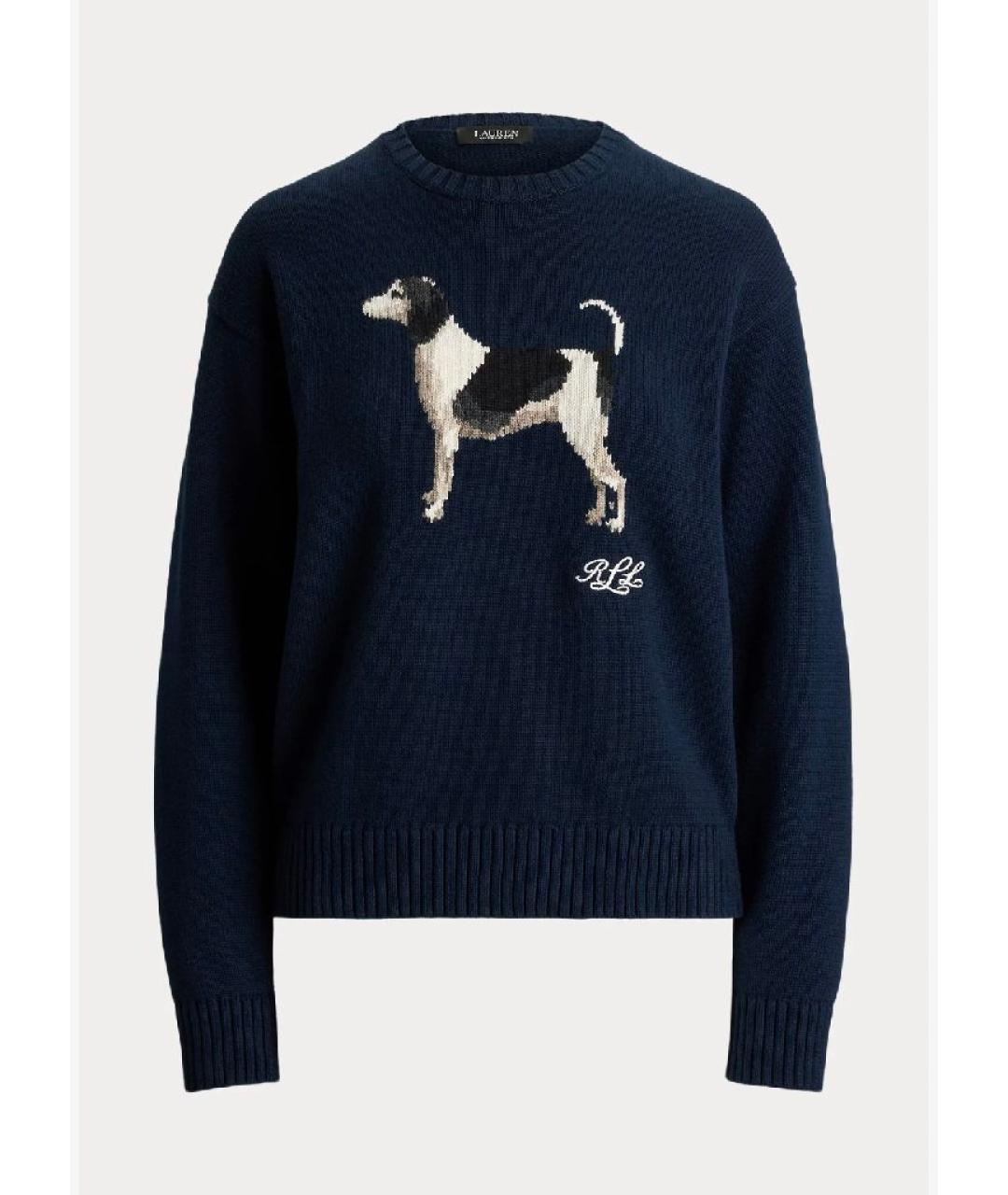 RALPH LAUREN Темно-синий хлопковый джемпер / свитер, фото 10