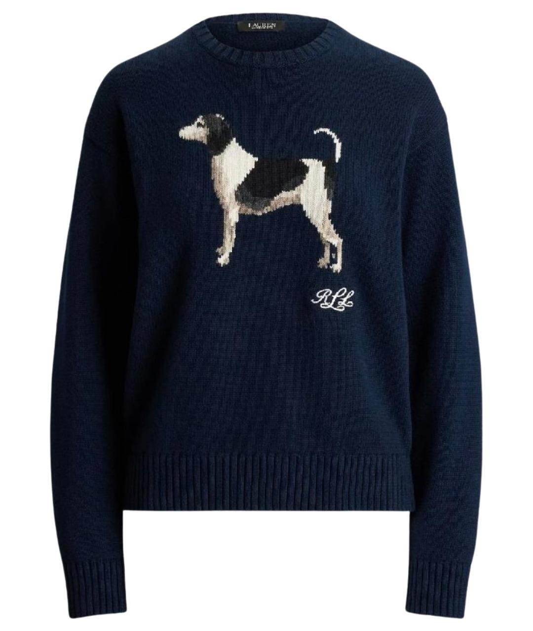 RALPH LAUREN Темно-синий хлопковый джемпер / свитер, фото 1