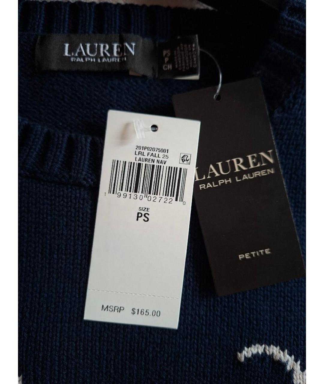 RALPH LAUREN Темно-синий хлопковый джемпер / свитер, фото 5