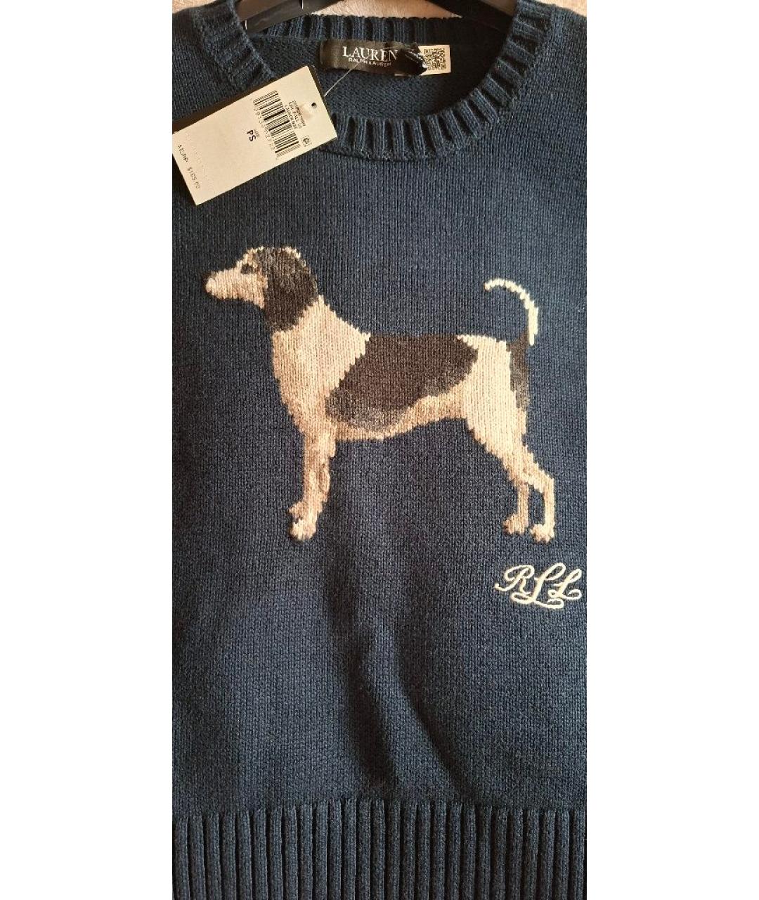 RALPH LAUREN Темно-синий хлопковый джемпер / свитер, фото 3
