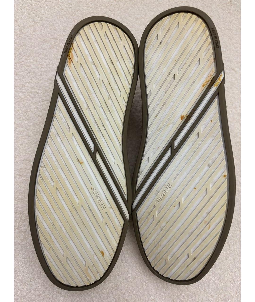 HERMES Серые нубуковые кеды, фото 6