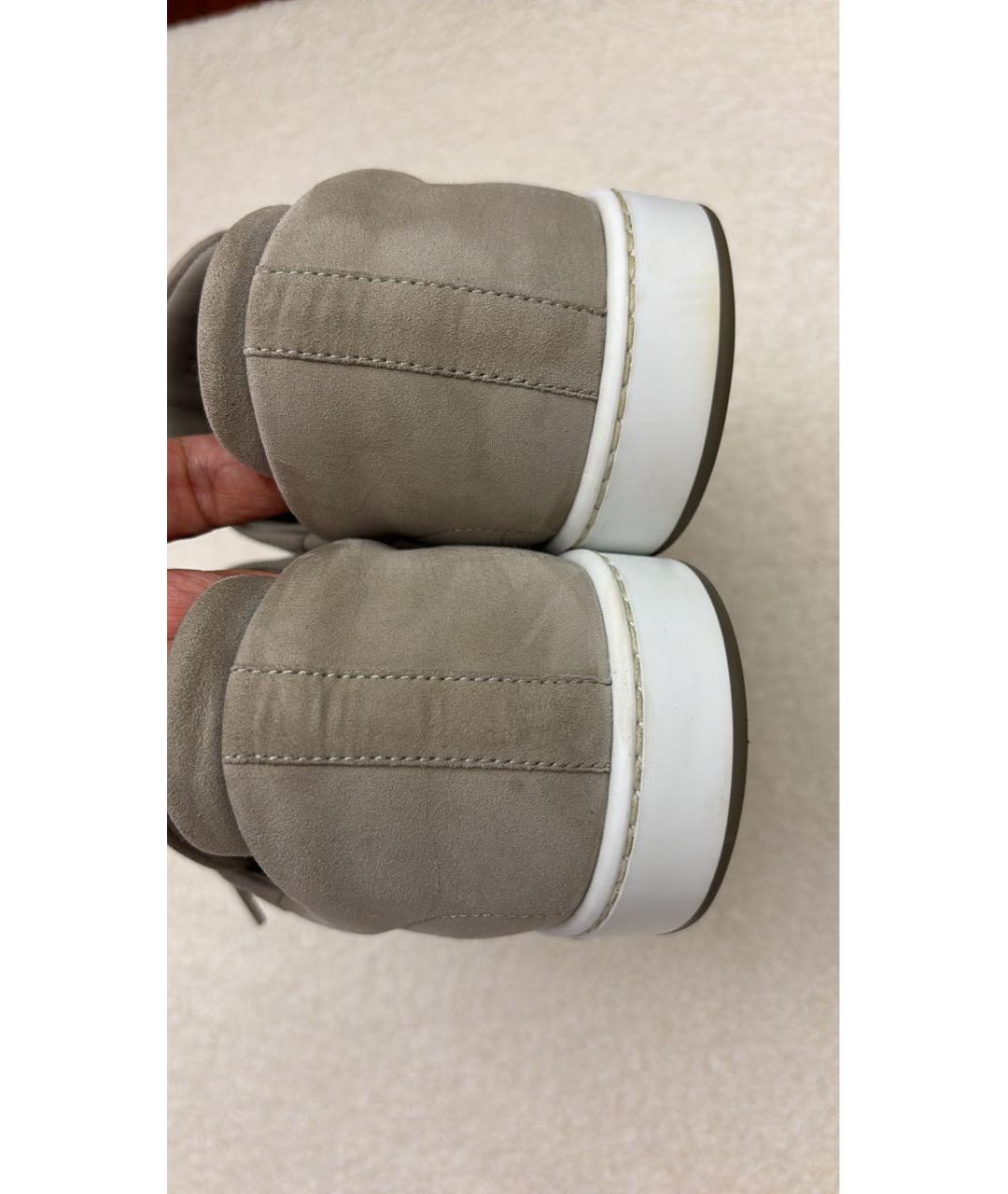 HERMES Серые нубуковые кеды, фото 4