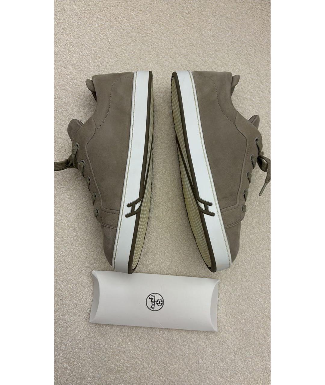 HERMES Серые нубуковые кеды, фото 3