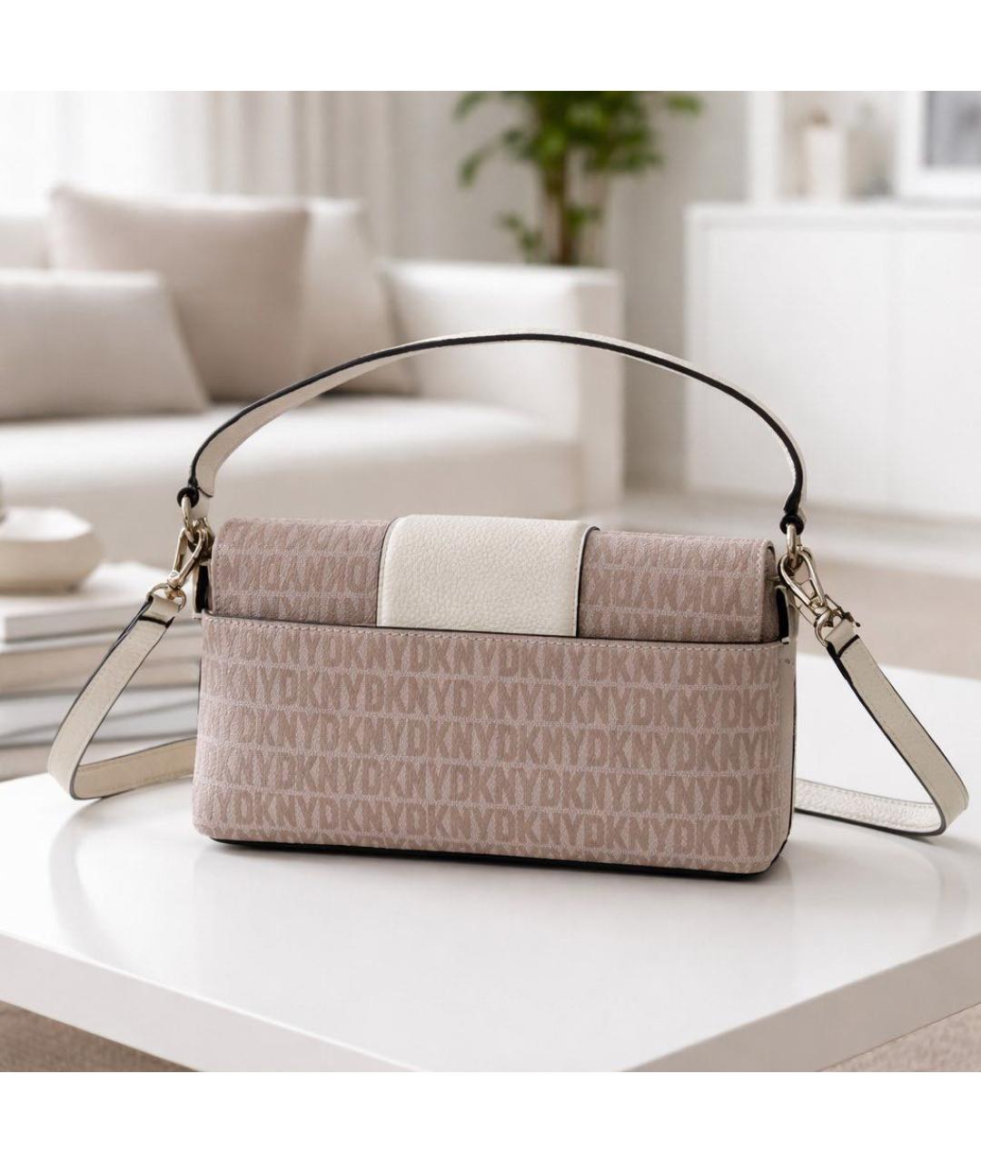 DKNY Бежевая сумка через плечо из искусственной кожи, фото 2