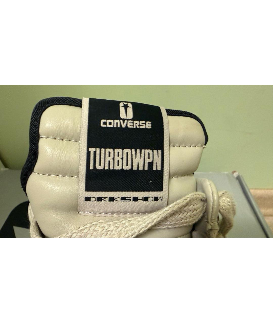 RICK OWENS Бежевые кожаные низкие кроссовки / кеды, фото 6