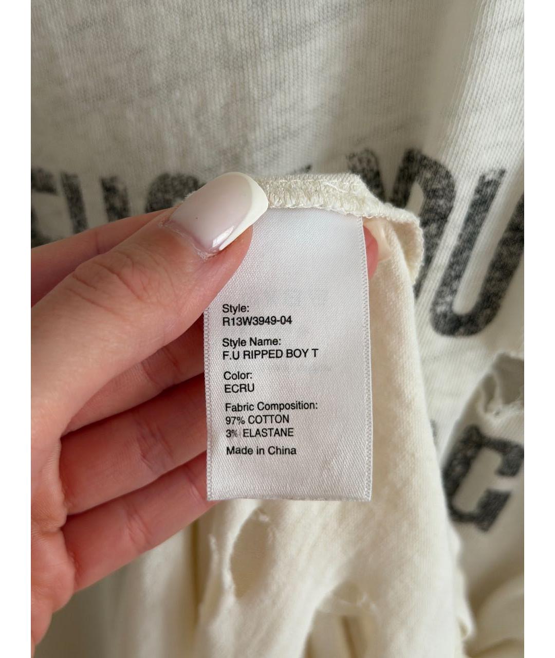 R13 Белая хлопковая футболка, фото 4