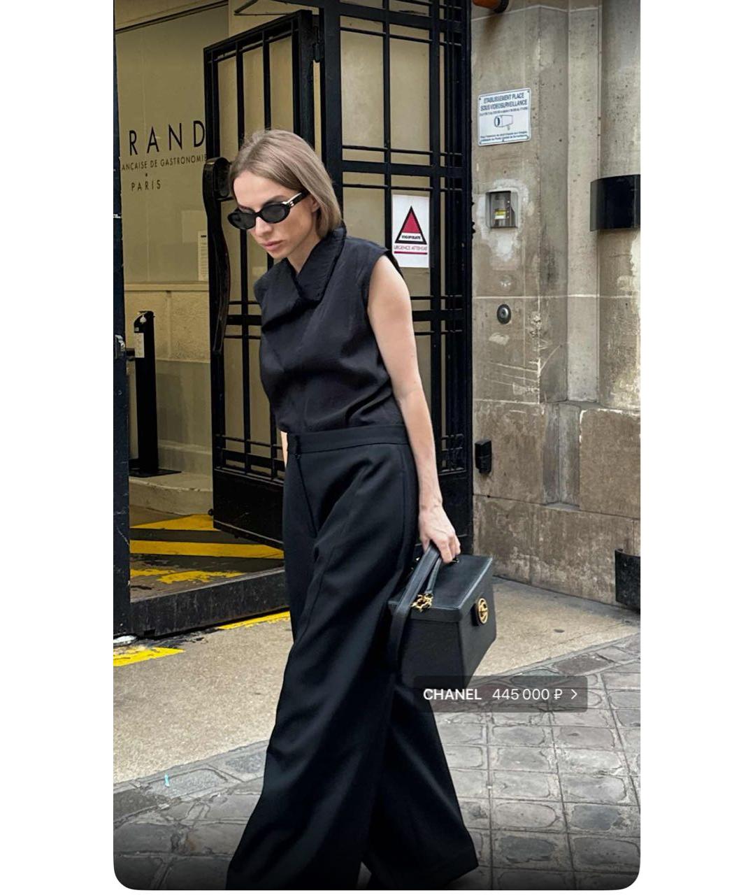 CHANEL Черная кожаная сумка с короткими ручками, фото 7