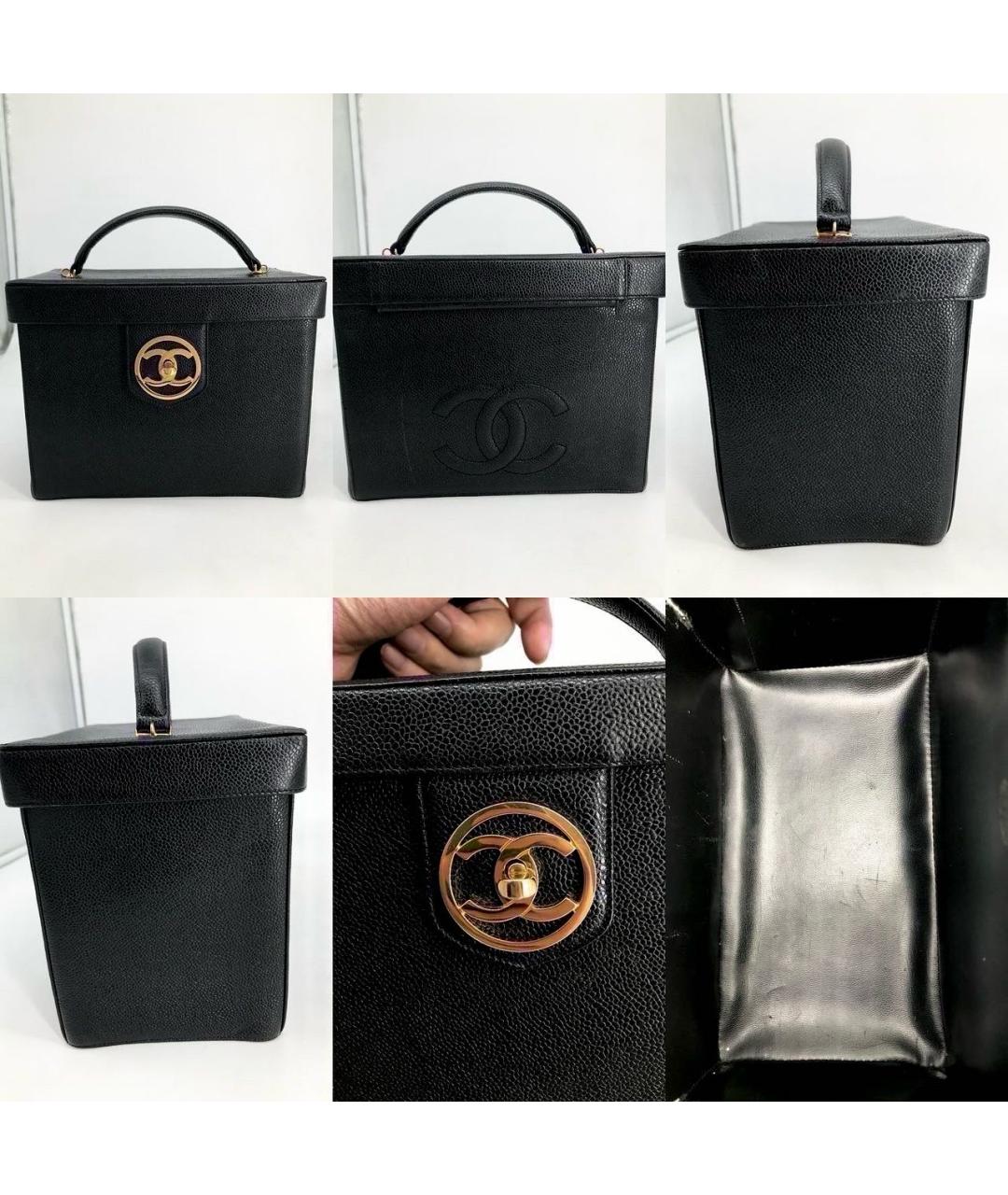 CHANEL Черная кожаная сумка с короткими ручками, фото 4