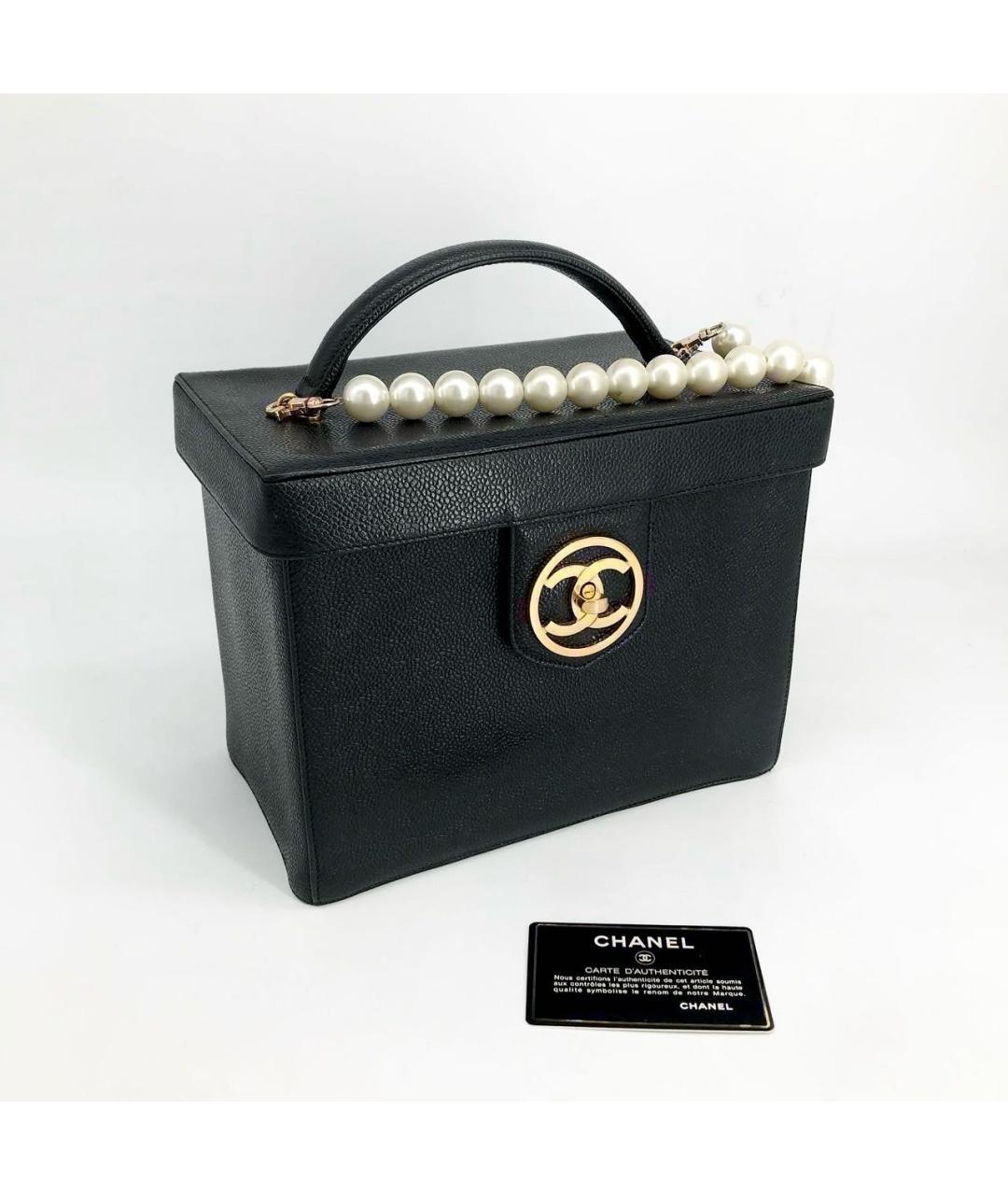 CHANEL Черная кожаная сумка с короткими ручками, фото 3