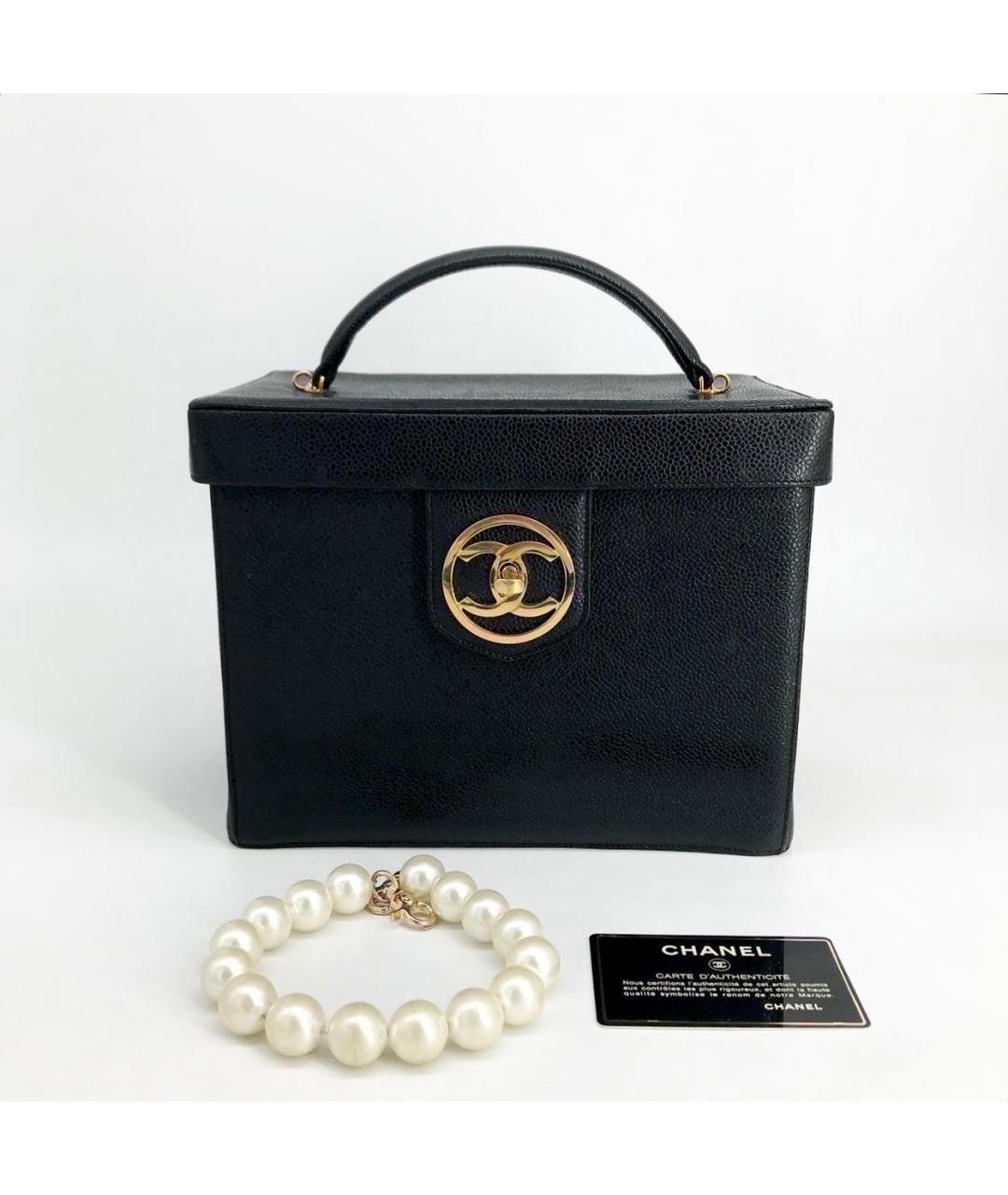 CHANEL Черная кожаная сумка с короткими ручками, фото 2