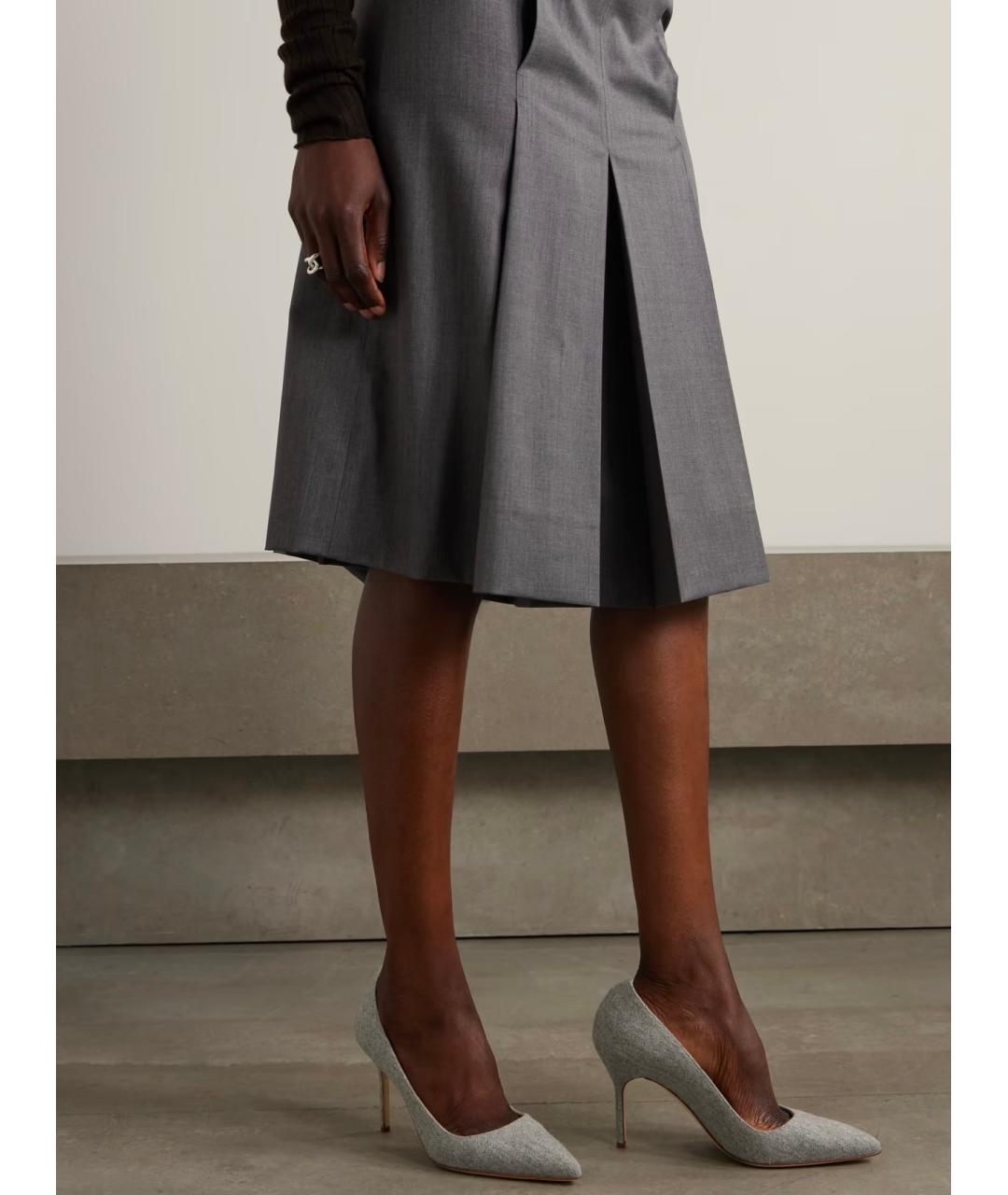 MANOLO BLAHNIK Серые текстильные туфли, фото 2