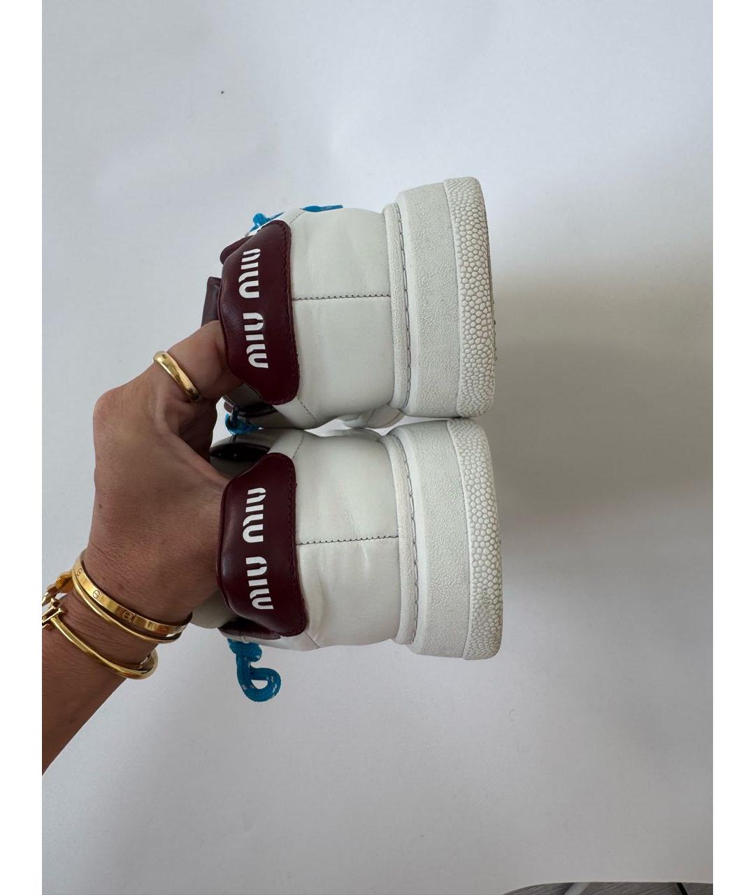 MIU MIU Белые кожаные кеды, фото 4