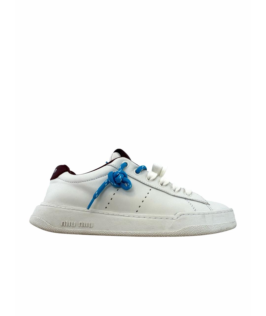 MIU MIU Белые кожаные кеды, фото 1
