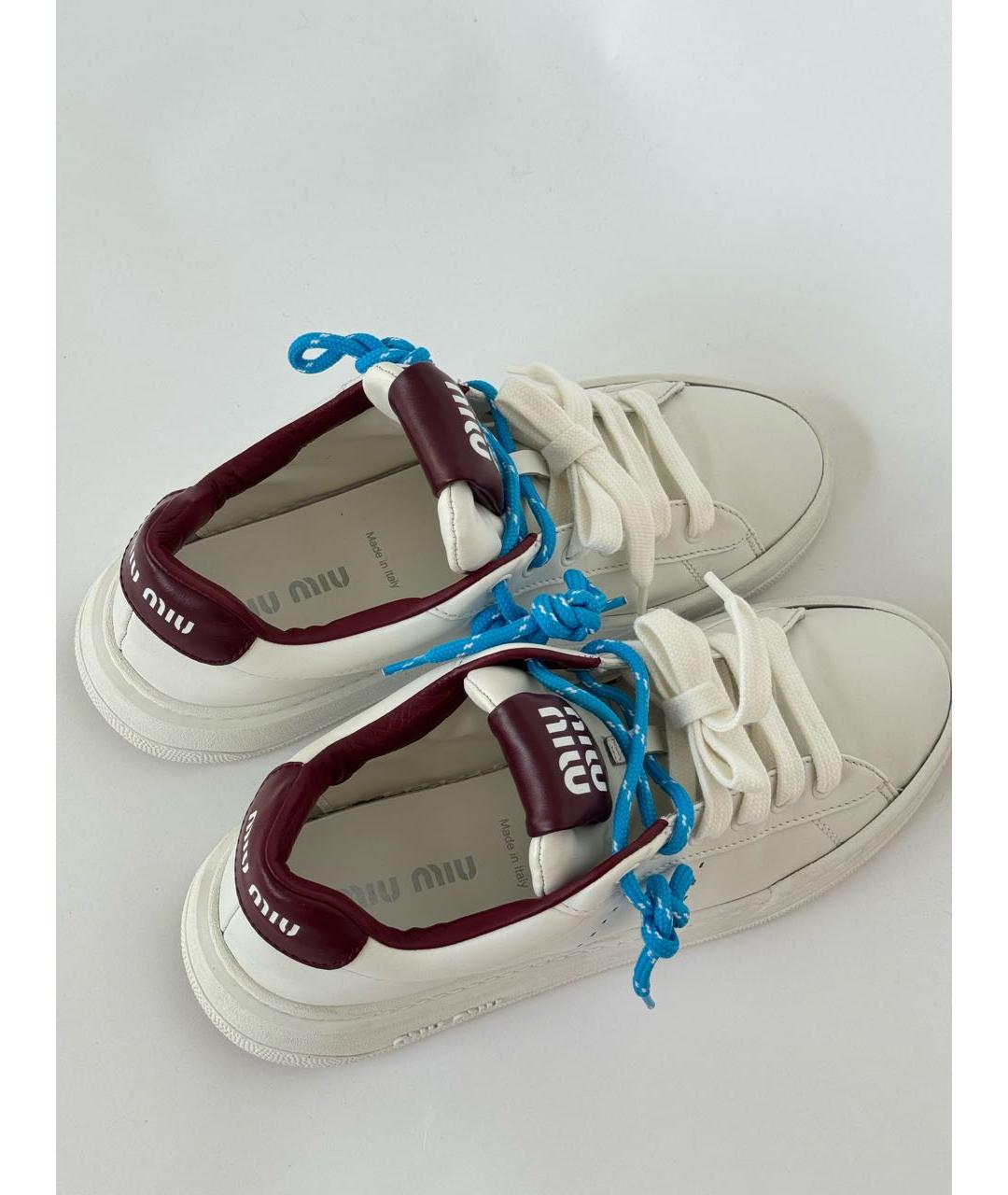 MIU MIU Белые кожаные кеды, фото 3