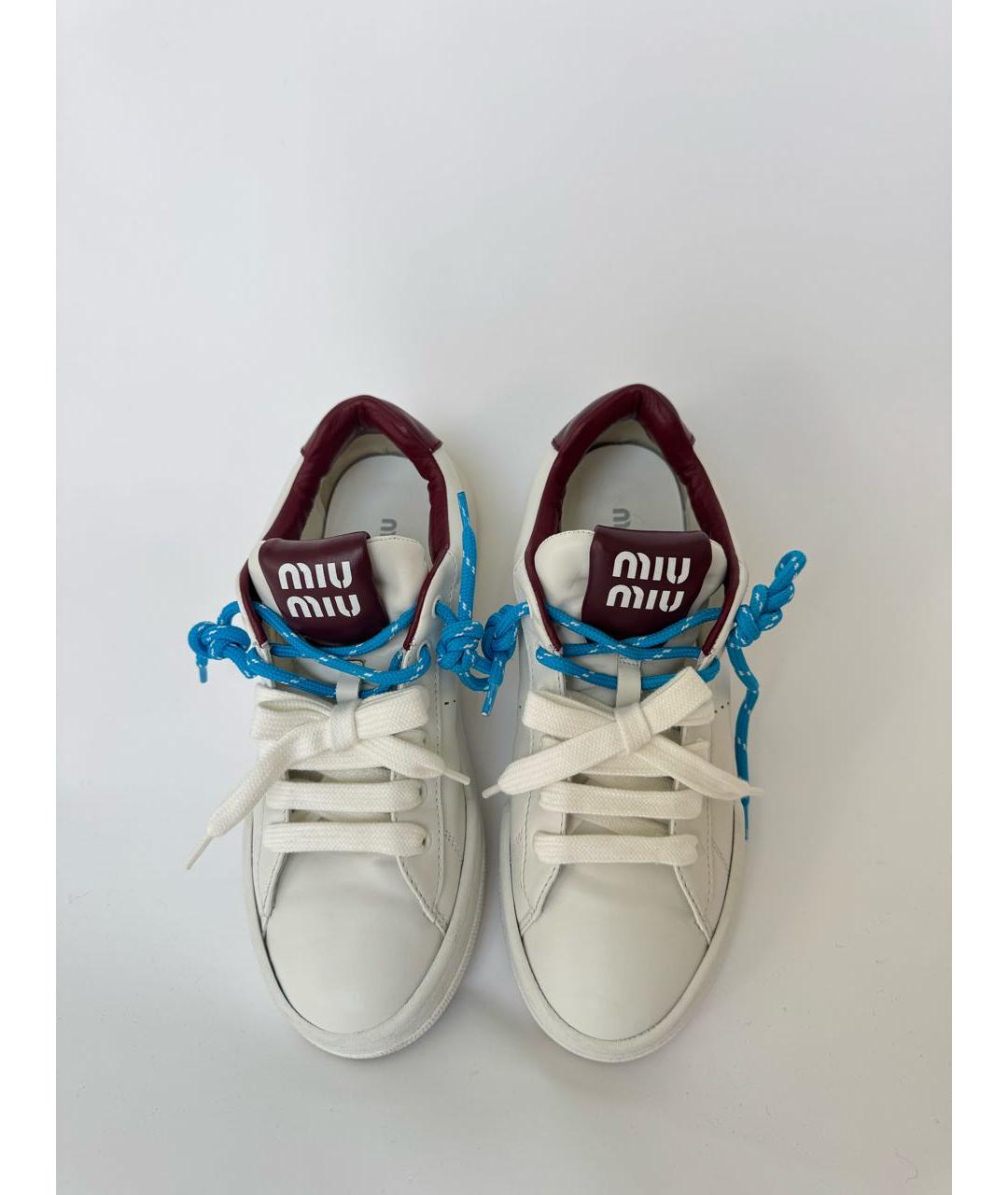 MIU MIU Белые кожаные кеды, фото 2