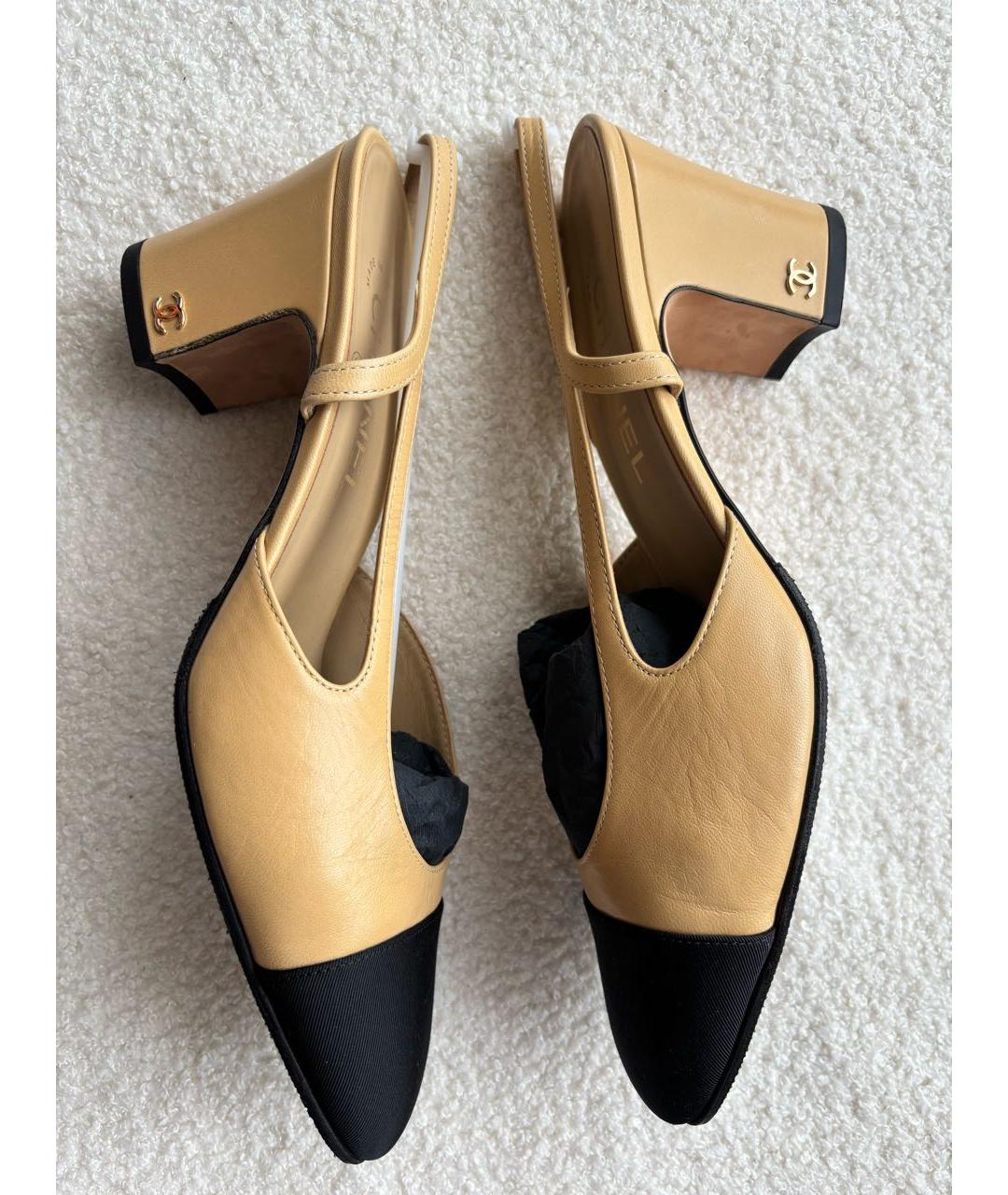 CHANEL Бежевые кожаные туфли, фото 5