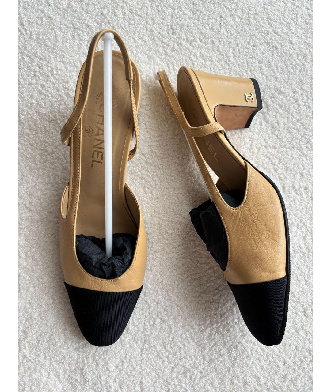 CHANEL Бежевые кожаные туфли, фото 2