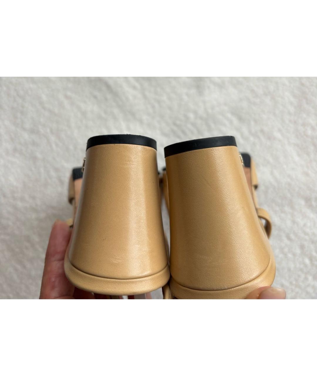 CHANEL Бежевые кожаные туфли, фото 3