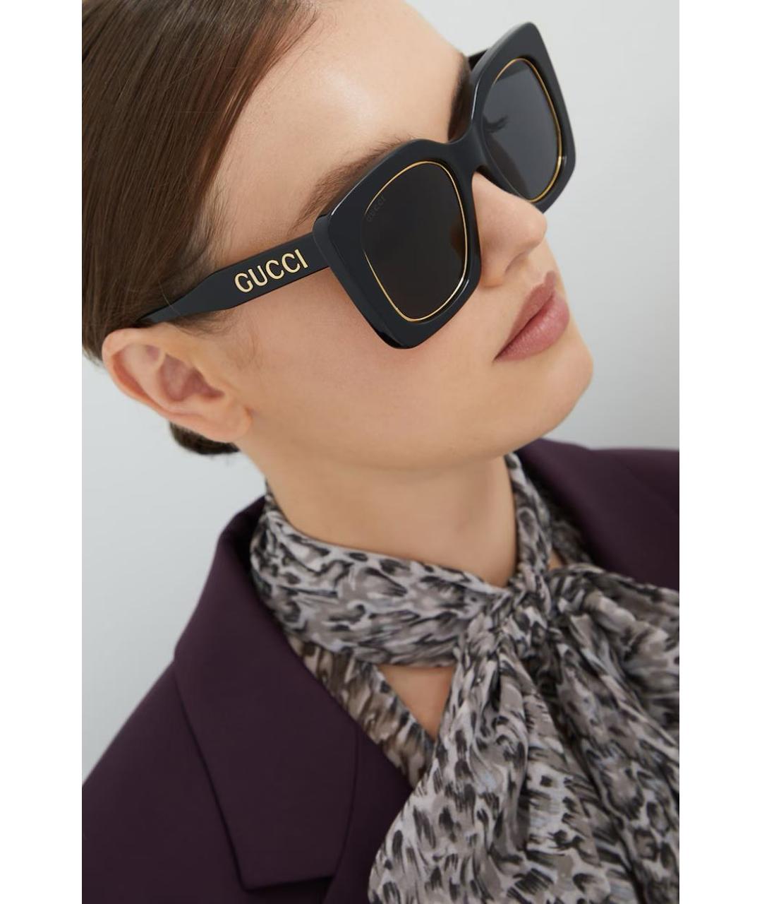 GUCCI Черные пластиковые солнцезащитные очки, фото 2
