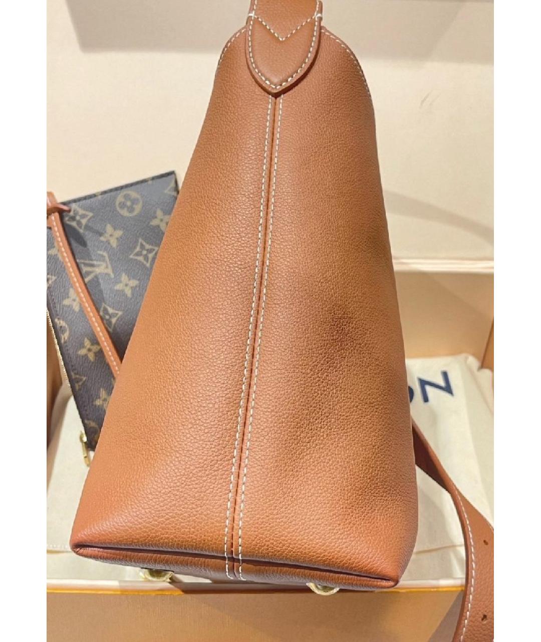 LOUIS VUITTON Коричневая кожаная сумка тоут, фото 3