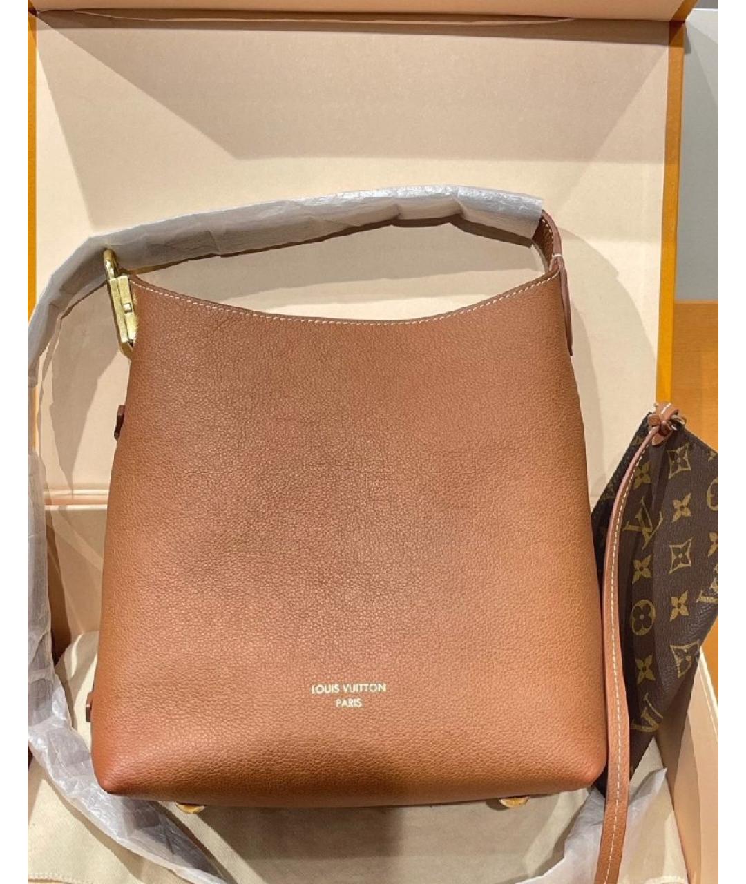 LOUIS VUITTON Коричневая кожаная сумка тоут, фото 4