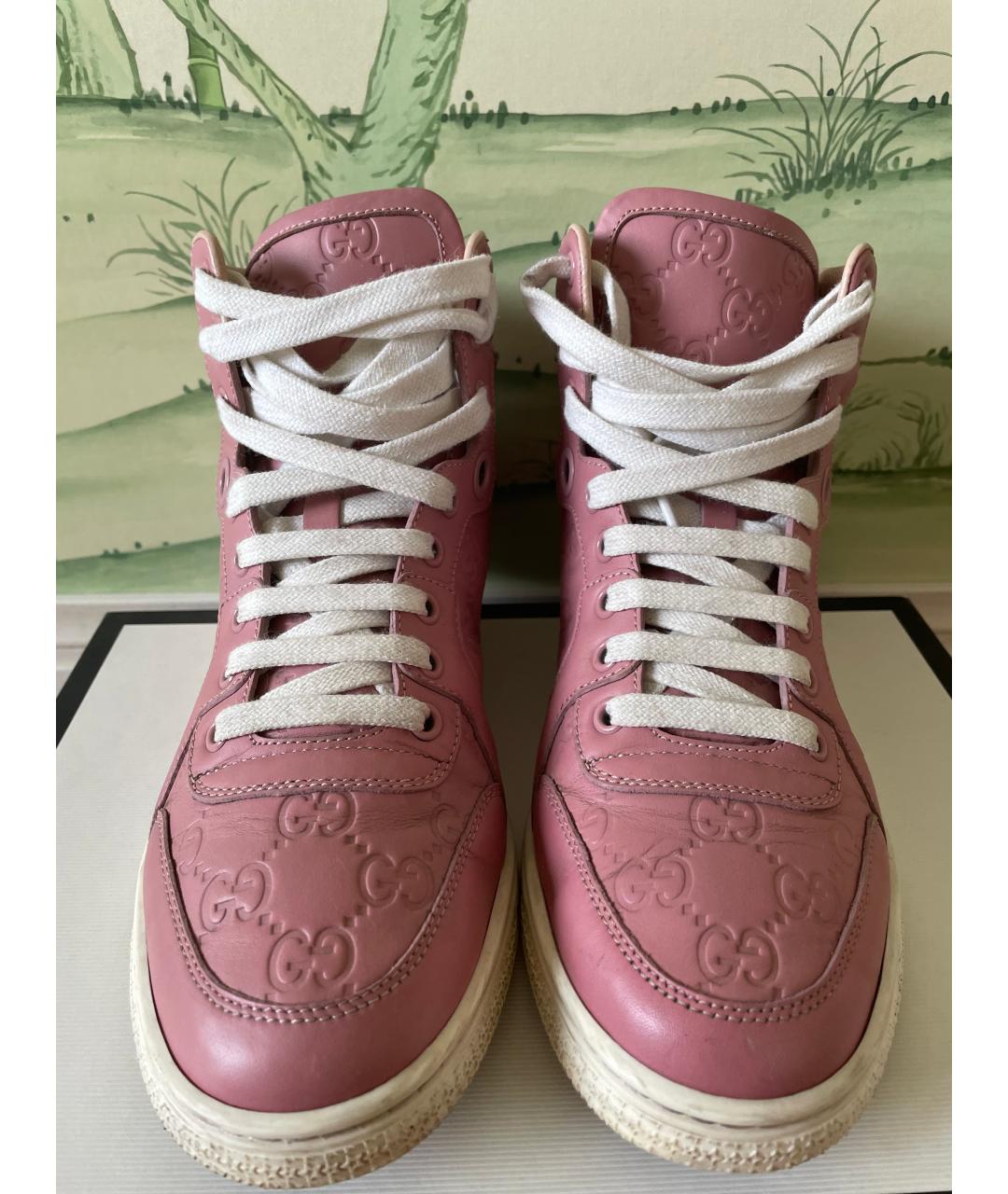 GUCCI Розовые кожаные кеды, фото 2
