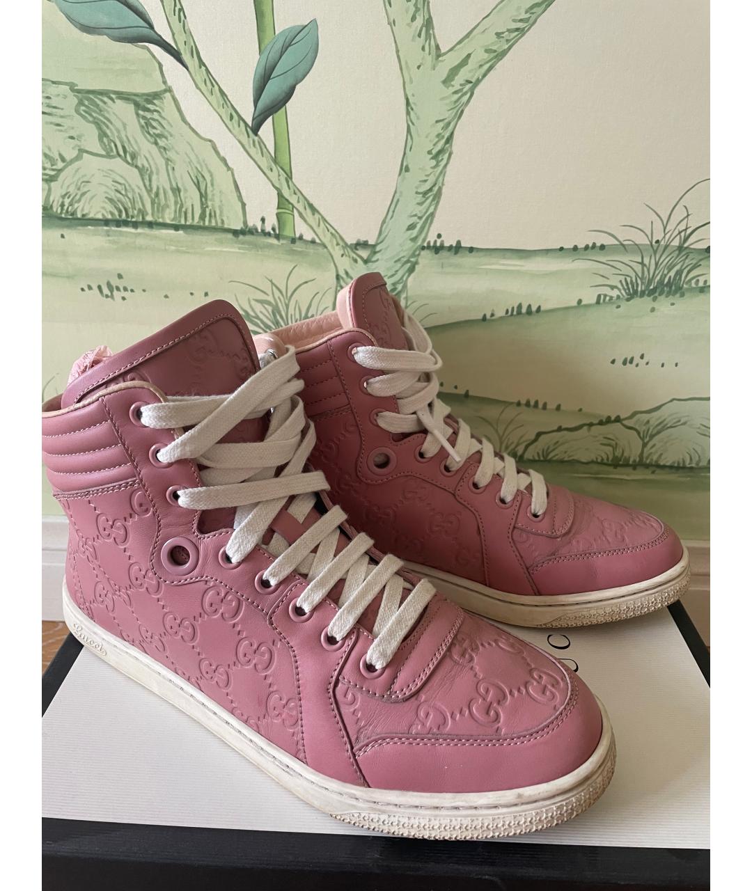 GUCCI Розовые кожаные кеды, фото 6