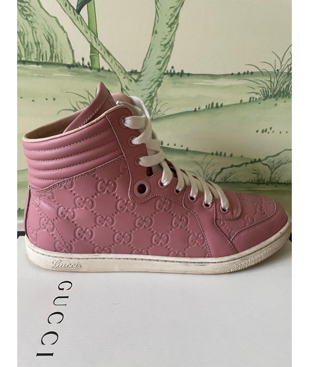 GUCCI Розовые кожаные кеды, фото 10