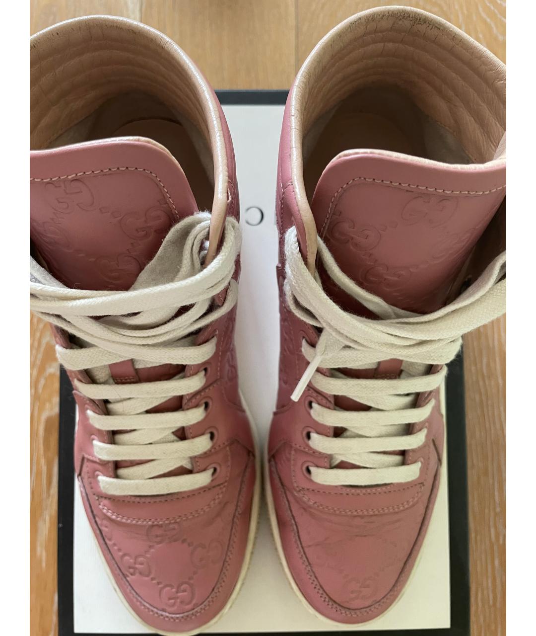 GUCCI Розовые кожаные кеды, фото 3