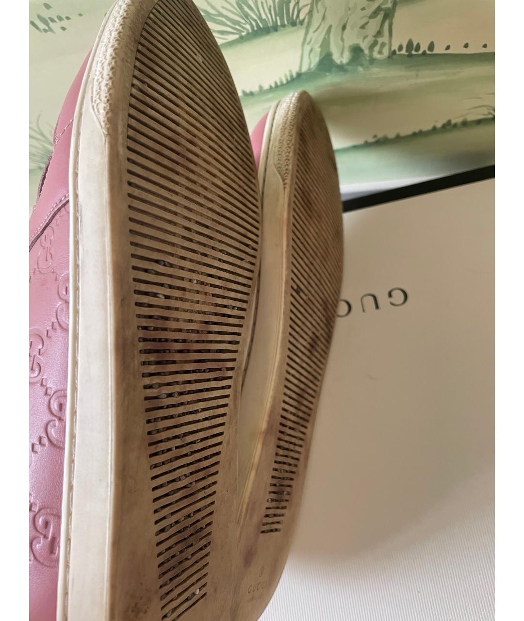 GUCCI Розовые кожаные кеды, фото 5