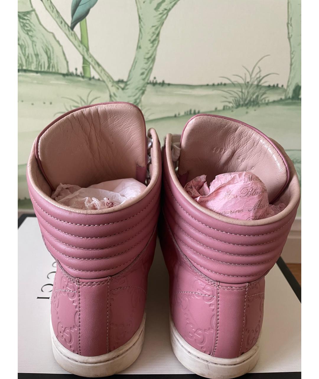 GUCCI Розовые кожаные кеды, фото 4