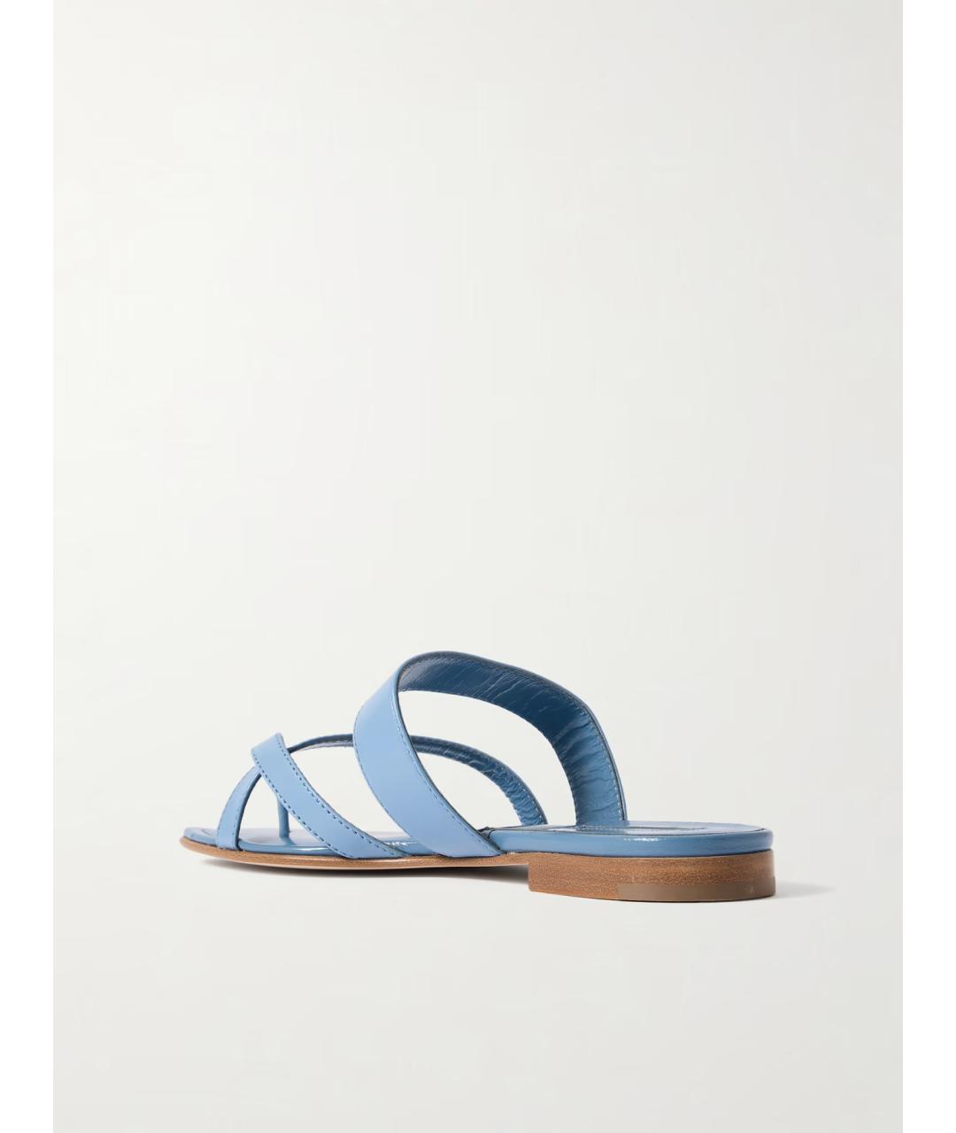 MANOLO BLAHNIK Голубые кожаные сандалии, фото 5