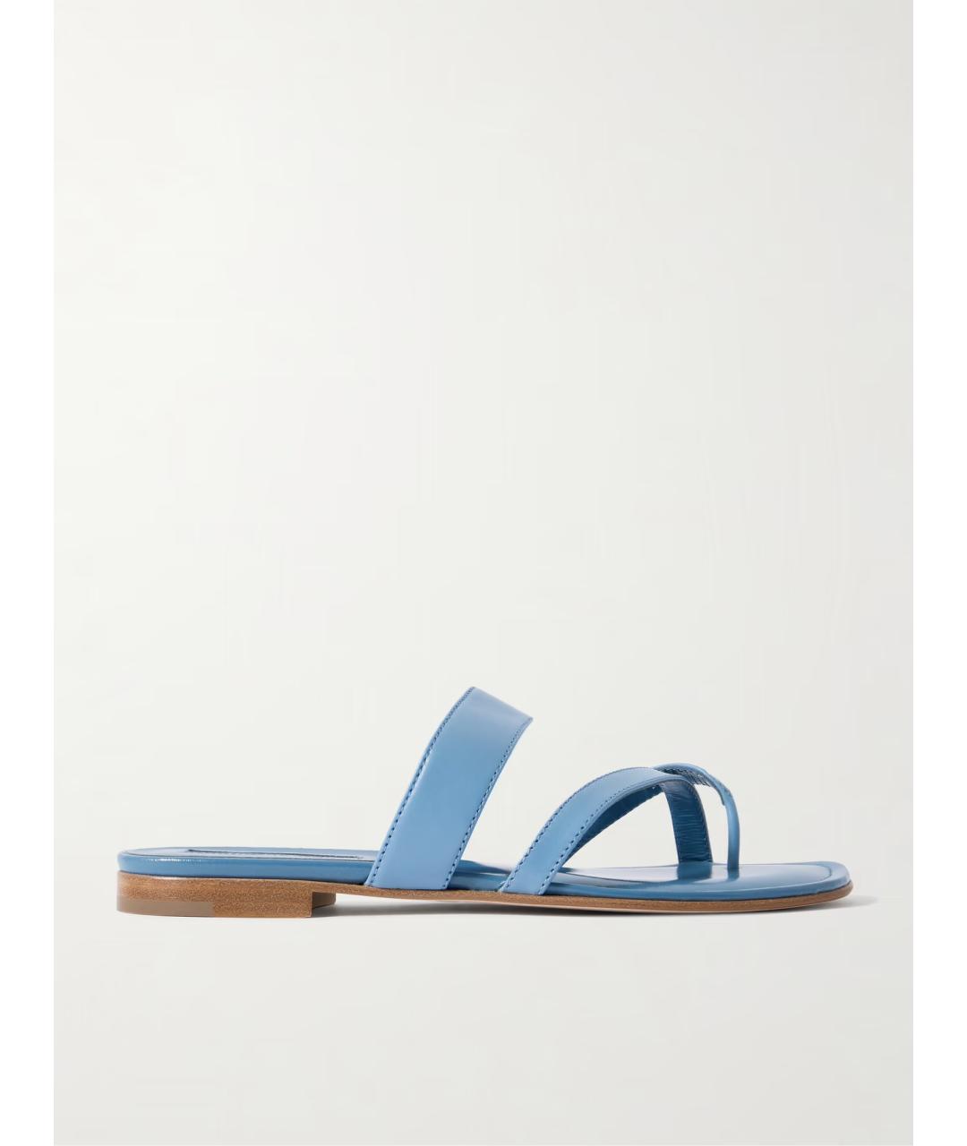 MANOLO BLAHNIK Голубые кожаные сандалии, фото 6