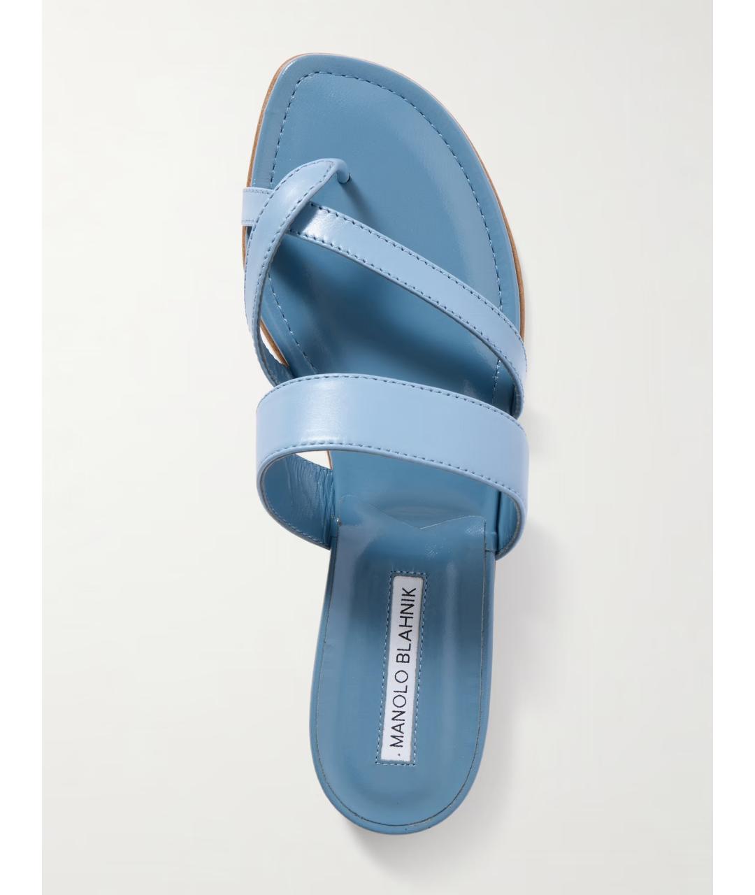 MANOLO BLAHNIK Голубые кожаные сандалии, фото 3