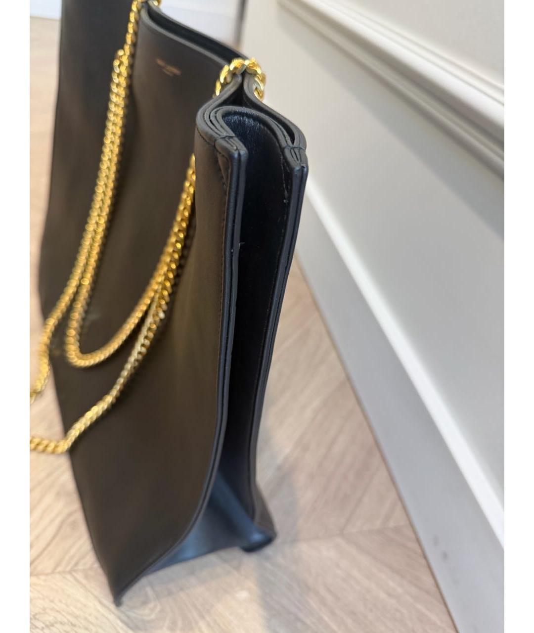 SAINT LAURENT Черная кожаная сумка тоут, фото 2