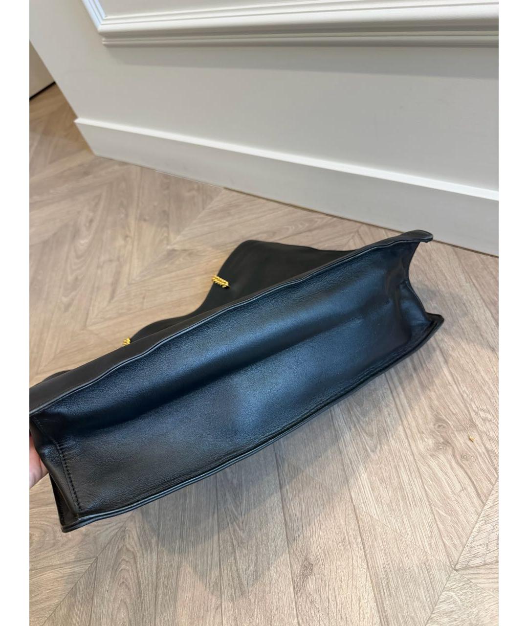 SAINT LAURENT Черная кожаная сумка тоут, фото 5