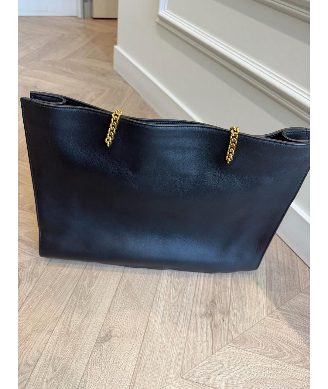 SAINT LAURENT Черная кожаная сумка тоут, фото 3