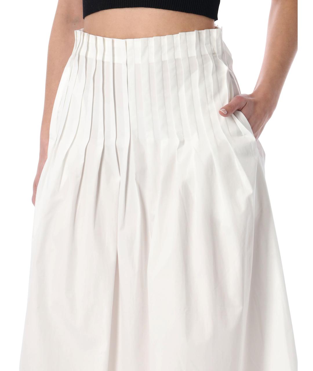 ROHE Белая хлопковая юбка миди, фото 3