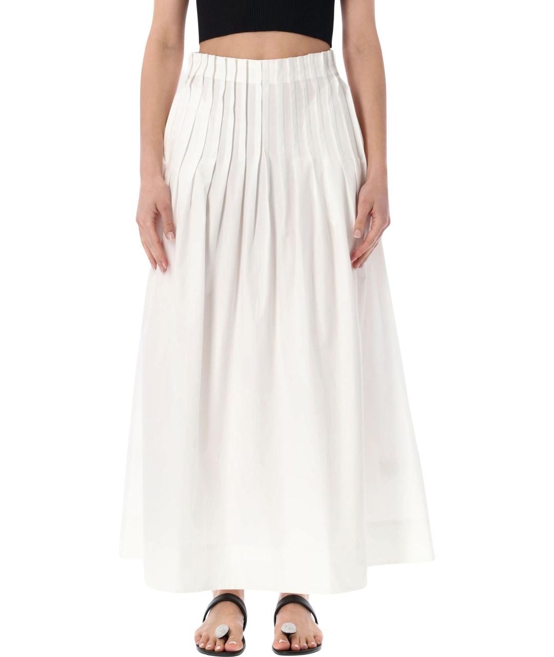 ROHE Белая хлопковая юбка миди, фото 1