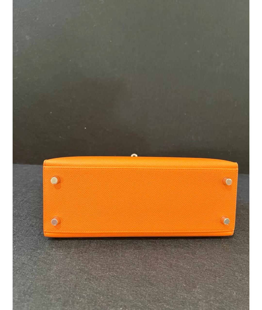 HERMES Оранжевая кожаная сумка с короткими ручками, фото 7