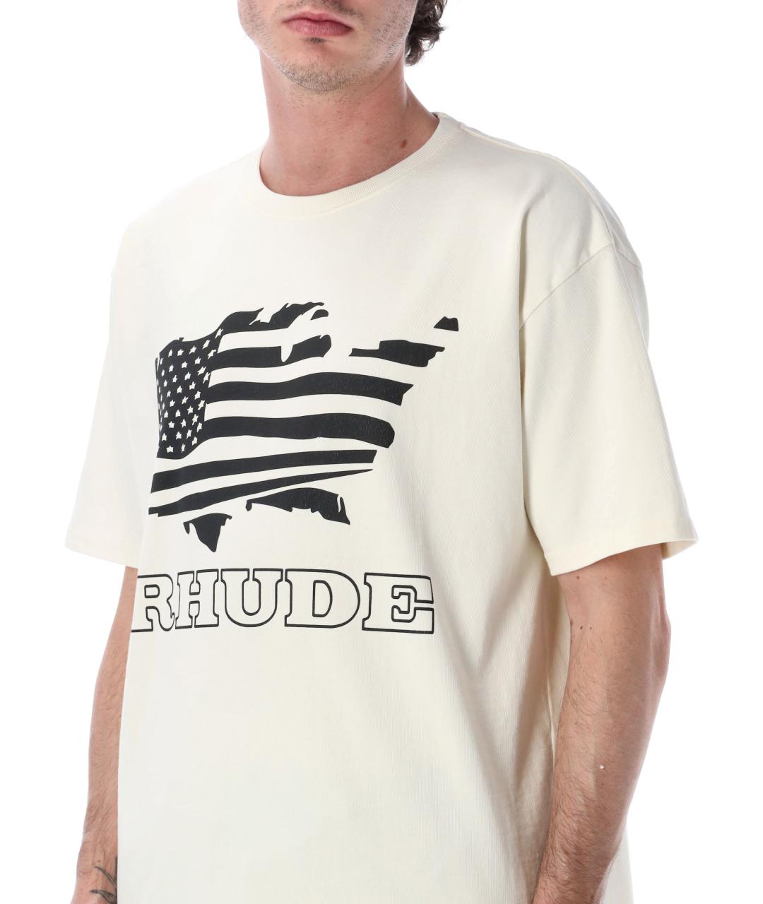 RHUDE Белая хлопковая футболка, фото 3