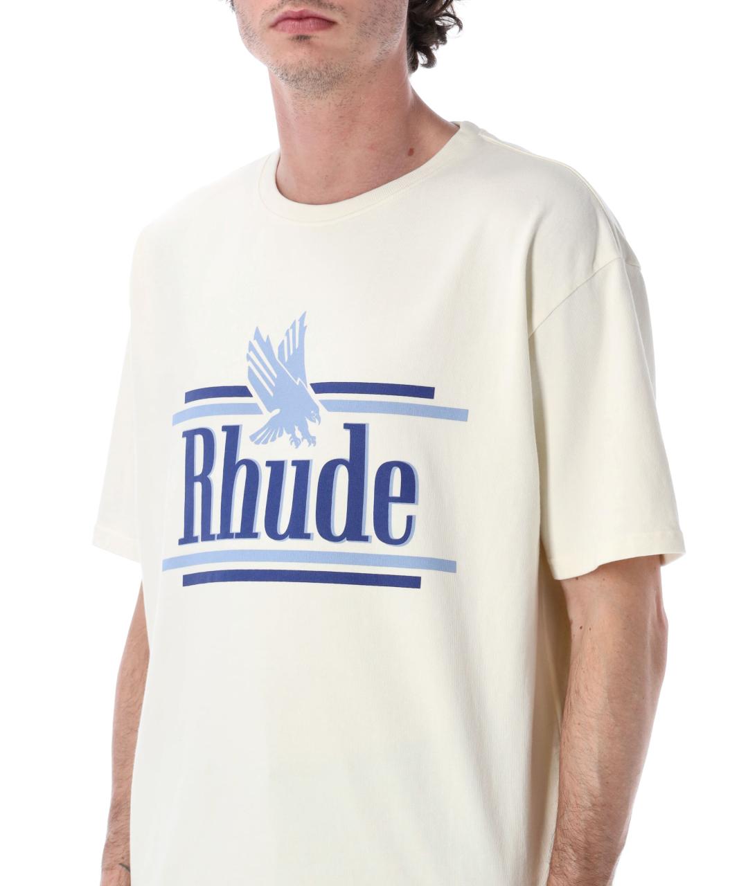 RHUDE Белая хлопковая футболка, фото 3