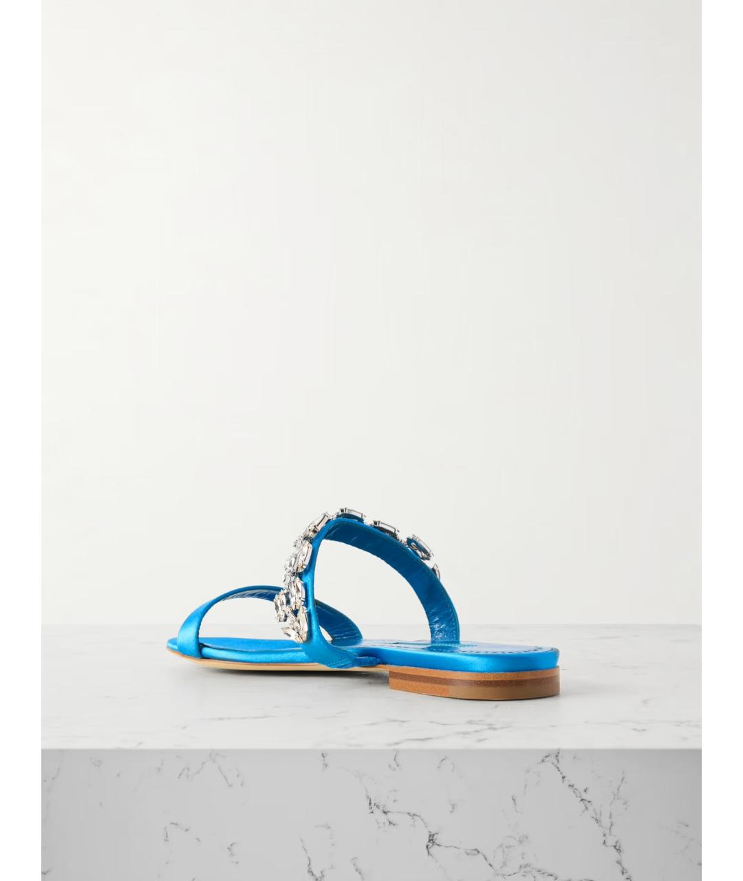 MANOLO BLAHNIK Бирюзовые текстильные шлепанцы, фото 4