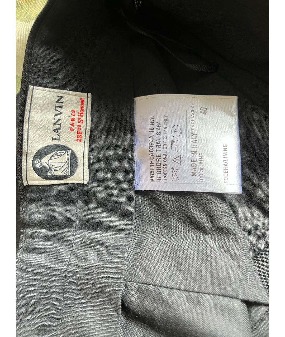 LANVIN Черные шерстяные брюки узкие, фото 3